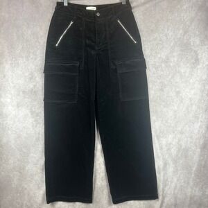 Universal Thread High Rise Wide Leg Cargo Pants Black Velvet Wms 6‎ Utility NWOT